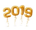 Realistic 2019 golden air balloons new year