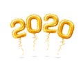 Realistic 2020 golden air balloons new year vector