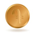 Golden coin with sign Armenian Dram Royalty Free Stock Photo