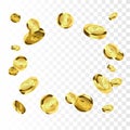 Realistic golden coins isolated. Vector illustration. Success concept.