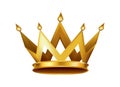 Realistic golden crown. Crowning headdress for king or queen. Royal noble aristocrat monarchy symbol. Monarch heraldic