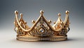 Realistic golden crown with diamonds. Crowning headdress for king and queen. Royal golden noble aristocrat monarchy red Royalty Free Stock Photo