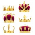 Realistic golden crown vector for king or queen Royalty Free Stock Photo