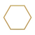 Realistic golden hexagon outline traditional shape metallic decorative design 3d template vector