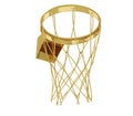 A realistic golden rendering of a basketball hoop from below (series)