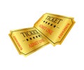 Realistic golden show ticket. Old premium cinema entrance tickets