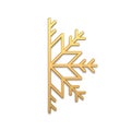 Realistic golden snowflake vertical half with angled glossy metallic surface 3d template vector