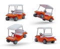 Realistic golf car. Set of images in different positions. Mini cart, front, side, rear view Royalty Free Stock Photo