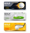 Realistic golf cards. Sport game tickets, invitation coupons, tournament stadium event, visiting championship