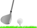 Realistic golf driver club with ball on tee Royalty Free Stock Photo