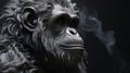 Digital Render Of Gorilla Face With Smoke: Hard Surface Modeling And Charming Character Study