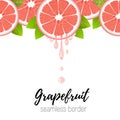 Realistic grapefruit slice seamless border isolated on white. Fresh citrus with juice drops vector illustration Royalty Free Stock Photo