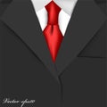 Realistic graphic design vector of black suit with red necktie white shirt Royalty Free Stock Photo