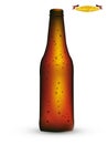 Realistic graphic design vector of bottle of beer with condensed water Royalty Free Stock Photo