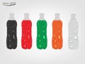 Realistic graphic design vector of colorful soda drinking bottle