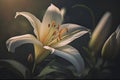 Realistic graphics of spring lilies on a white background.