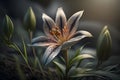 Realistic graphics of spring lilies on a white background.