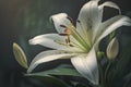 Realistic graphics of spring lilies on a white background.