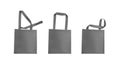 Realistic gray eco bags set vector illustration.