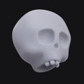 Realistic gray human scull. Side view on mask of Dead man or costume element on black background