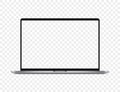 Realistic gray laptop with blank screen on a transparent background