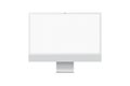 Realistic gray monitor mockup with thin bezel and isolated white screen. Vector illustration