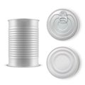 Realistic gray tin can set, metal template Royalty Free Stock Photo