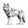 Realistic Gray Wolf Drawing: Captivating Artwork With High-contrast Shading