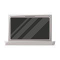 Realistic grayscale silhouette of laptop computer