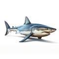 Realistic Great White Shark Caricature On White Background
