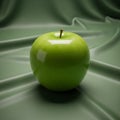 Realistic green apple with a glossy surface is placed centrally on a Royalty Free Stock Photo