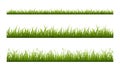 Realistic green grass lawn, border or meadow vector illustration set. Horizontal seamless background Royalty Free Stock Photo