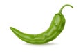 Realistic green hot chili pepper with drops, hot spice