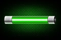 Realistic green neon tube light isolated on dark transparent background