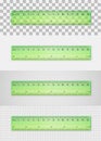 Realistic green plastic transparent ruler 15 centimeters