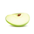 Realistic green sliced apple, sweet fruit, healthy food