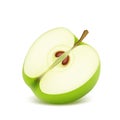 Realistic green sliced apple, sweet fruit, healthy food