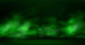 Realistic green smog with flying particles on ground or chemical toxic gases