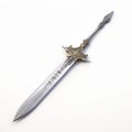 Realistic Grey Dragon Sword On White Surface