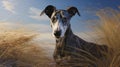 Realistic Greyhound Dog Portrait In Hyper-detailed Style