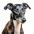 Realistic Greyhound Dog Portrait On White Background