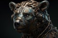 Realistic Grizzly Bear with Intricate Robot Head in Cinematic 3D Environment: A Superbly Detailed Masterpiece