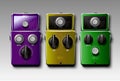 Realistic guitar effects pedals. Vector.
