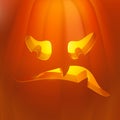 Realistic Halloween pumpkin with candle inside. Evil Halloween Pumpkin Cartoon Emoji Face Character.