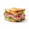 Realistic Ham And Lettuce Sandwich Vector Illustration