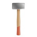 Realistic hammer sledgehammer tool with wood handle isolated. Renovation equipment tool