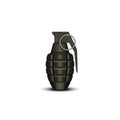 Realistic hand grenade 3d vector military isolated object on the white, offensive individual soldier weapons Royalty Free Stock Photo