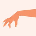 Hand stretching palm down. Cosmetic care. Hand leaning down Vector illustration