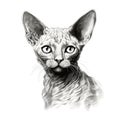 Realistic Handdrawn Portrait Of Sphynx Cat: A Hyper-detailed Art Masterpiece