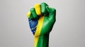 Realistic hands with painting the flag of Brazil in 3d render, AI generated